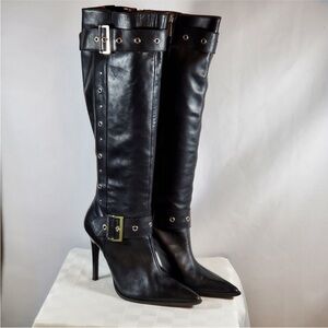 Harley Davidson Stiletto Black Leather Knee high Boots